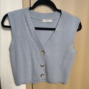 Light Blue Sleeveless Sweater Top